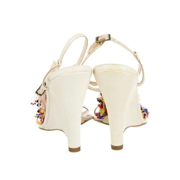 FENDI Leather Beaded Accents Slingback Sandals - Picture 4 of 5
